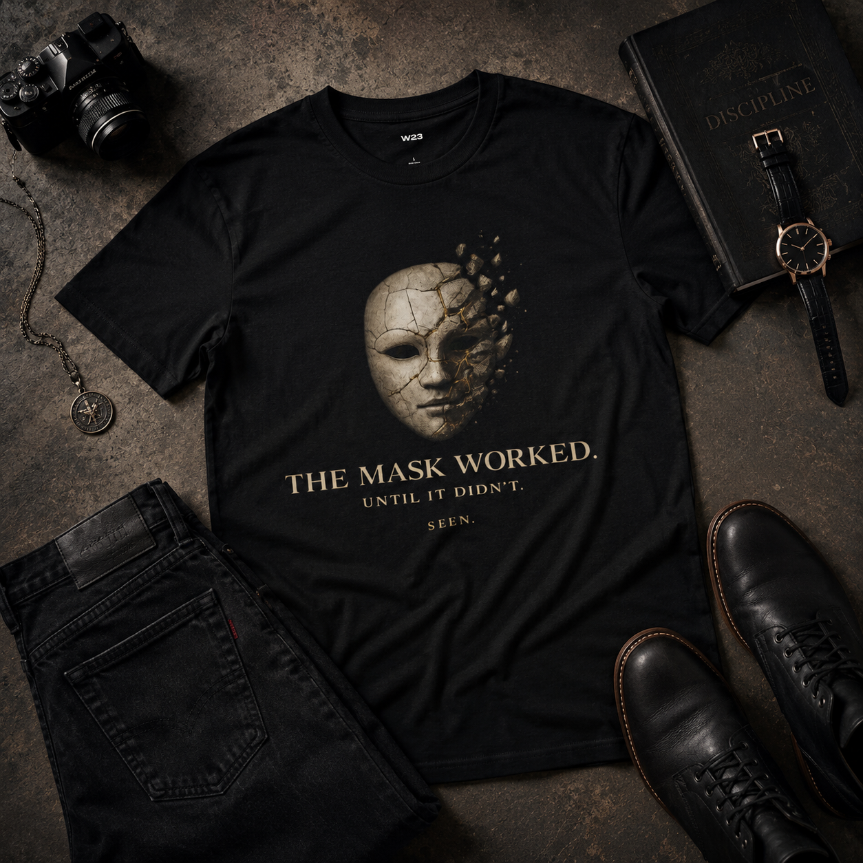 The Mask Worked. Until It Didn't. — SEEN. Graphic Tee