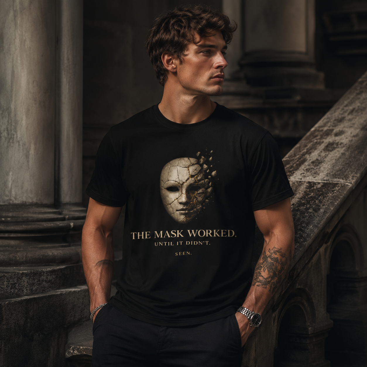 The Mask Worked. Until It Didn't. — SEEN. Graphic Tee