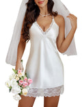 Satin Lace Chemise Nightgown - Sexy Lingerie Sleepwear for Women S-4XL