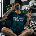 Teal watch your tone embroidered tie dye T-shirt