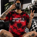Red off the rails embroidered tie dye T-shirt
