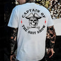 "Captain of the Shit Show" Skull Print T-Shirt – Funny & Fashionable Men's Crewneck, Casual Cotton Tee