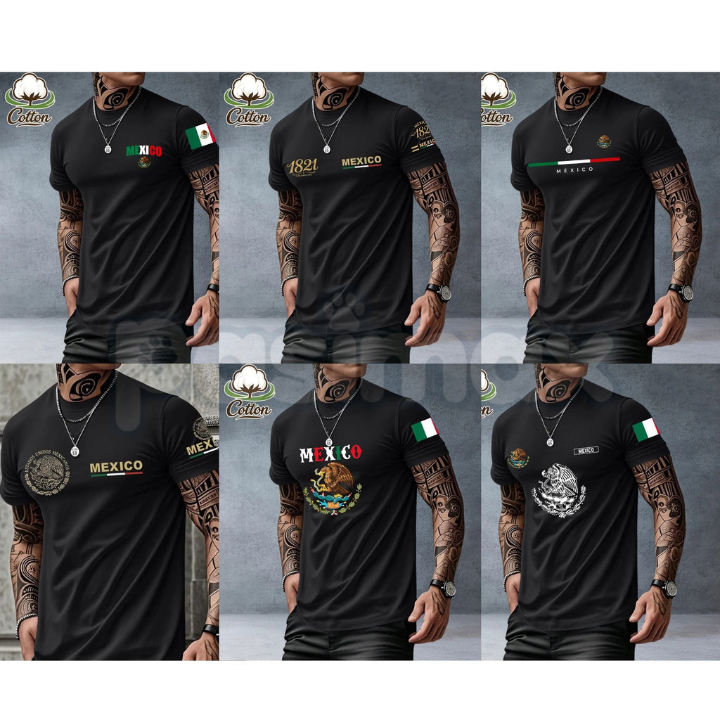 Mexican-Themed Print T-Shirt for Men – Retro Mexico Pride Graphic Tee, Bold Latino Heritage Unisex Streetwear Shirt