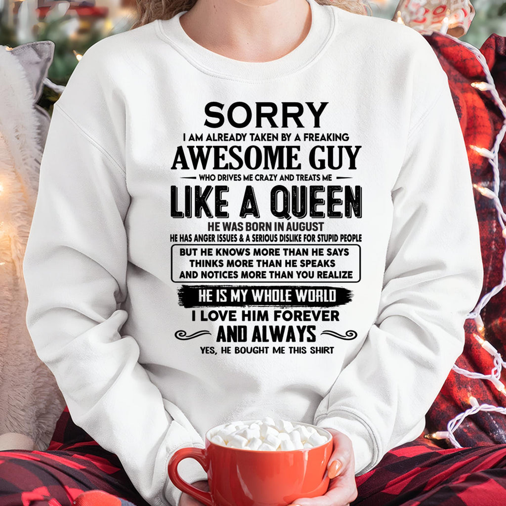 August - Sorry I am already taken by a freaking awesome guy - Gift for Wife From Husband - NGHL08 (SKU-SRG-08)