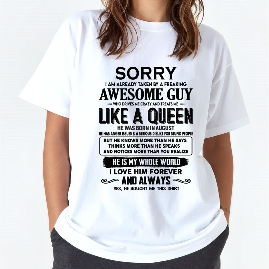 August - Sorry I am already taken by a freaking awesome guy - Gift for Wife From Husband - NGHL08 (SKU-SRG-08)