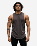 G WEST MENS GYM TANKS - BROWN