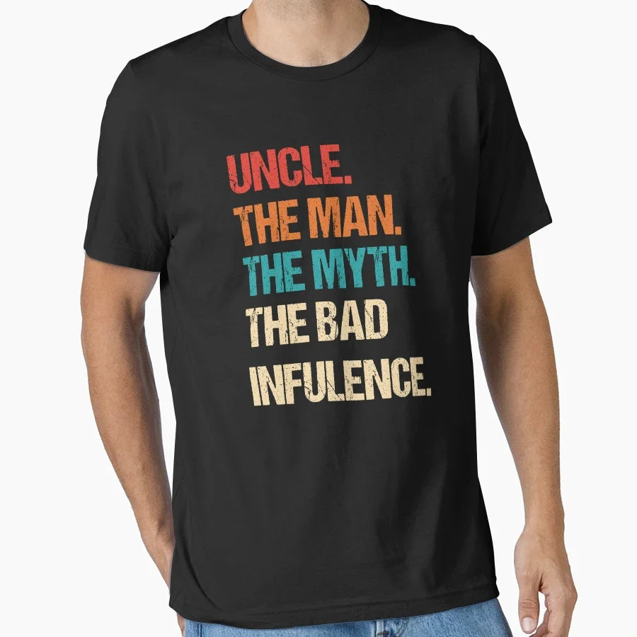 Mens Fun Uncle Myth Bad Influence Funny T-Shirt - Graphic Print Men Women